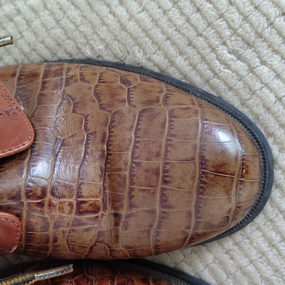 ARIAT Croc Embossed Leather Lace Up Boots Women's 8B - Picture 2 of 15